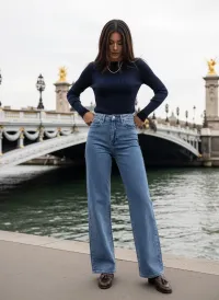 MulherCalças de ganga de distribuidor de roupas REDIAL em França