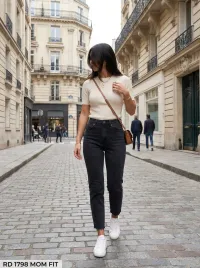 MulherCalças de ganga de distribuidor de roupas REDIAL em França